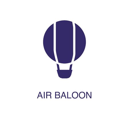 Air balloon element in flat simple style on white background. Air balloon icon, with text name concept templateのイラスト素材
