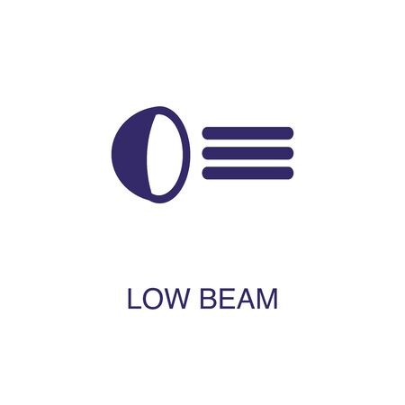 Low beam element in flat simple style on white background. Low beam icon, with text name concept templateのイラスト素材