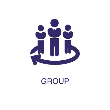 Group element in flat simple style on white background. Group icon, with text name concept templateのイラスト素材