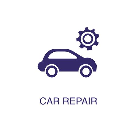 Car repair element in flat simple style on white background. Car repair icon, with text name concept templateのイラスト素材