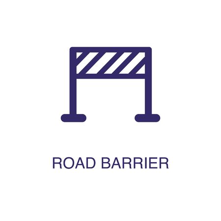 Road barrier element in flat simple style on white background. Road barrier icon, with text name concept templateのイラスト素材