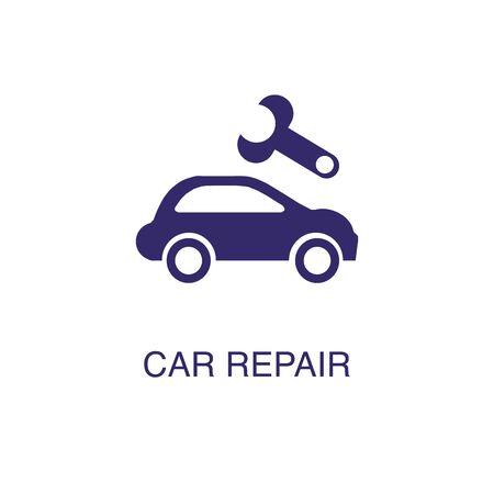 Car repair element in flat simple style on white background. Car repair icon, with text name concept templateのイラスト素材