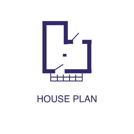 House plan element in flat simple style on white background. House plan icon, with text name concept templateのイラスト素材