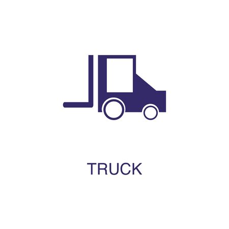 Truck element in flat simple style on white background. Truck icon, with text name concept templateのイラスト素材