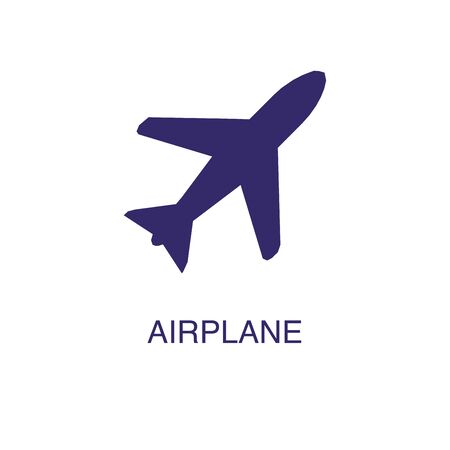 Airplane element in flat simple style on white background. Airplane icon, with text name concept templateのイラスト素材