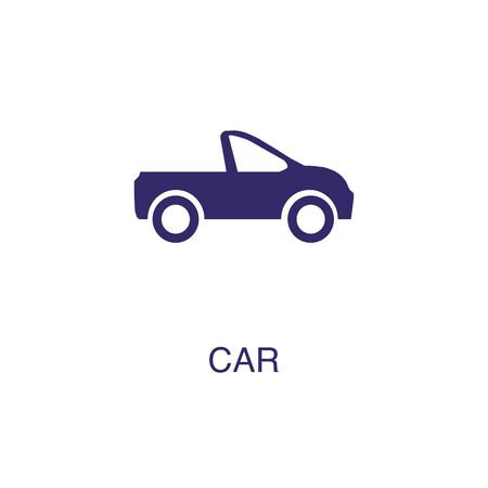 Car element in flat simple style on white background. Car icon, with text name concept templateのイラスト素材