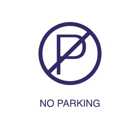 No parking element in flat simple style on white background. No parking icon, with text name concept templateのイラスト素材