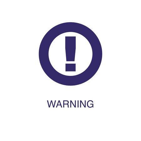 Warning element in flat simple style on white background. Warning icon, with text name concept templateのイラスト素材