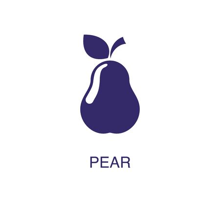 pear element in flat simple style on white background. pear icon, with text name concept templateのイラスト素材