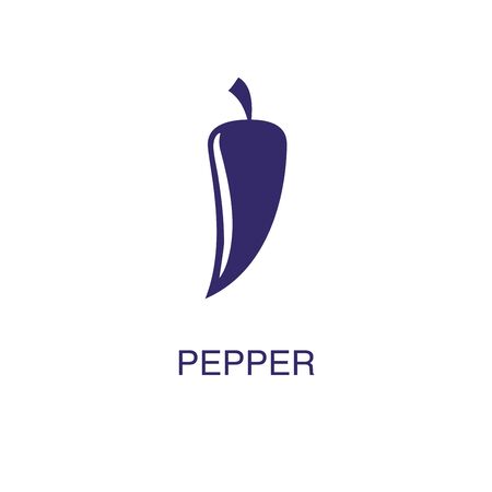 Pepper element in flat simple style on white background. Pepper icon, with text name concept templateのイラスト素材