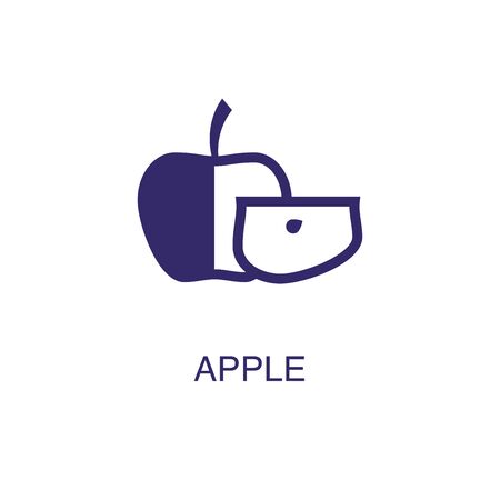 apple element in flat simple style on white background. apple icon, with text name concept templateのイラスト素材