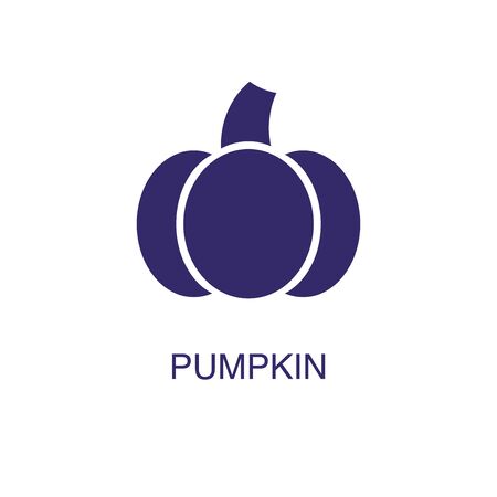 Pumpkin element in flat simple style on white background. Pumpkin icon, with text name concept templateのイラスト素材