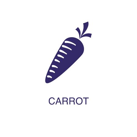 carrot element in flat simple style on white background. carrot icon, with text name concept templateのイラスト素材