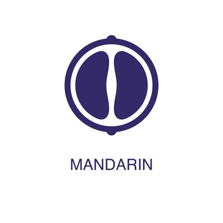 Mandarin element in flat simple style on white background. Mandarin icon, with text name concept templateのイラスト素材