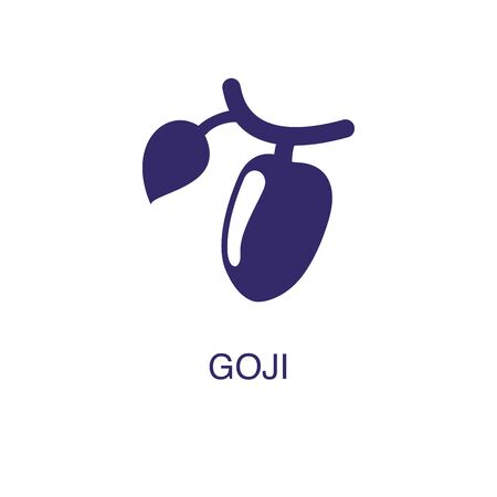 Goji element in flat simple style on white background. Goji icon, with text name concept templateのイラスト素材