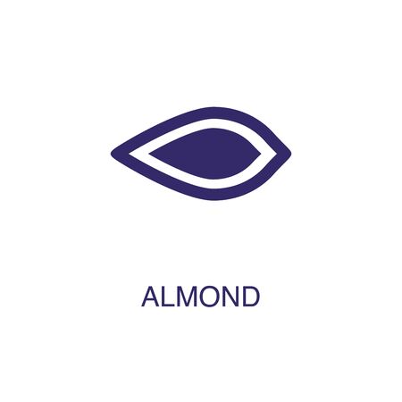 Almond element in flat simple style on white background. Almond icon, with text name concept templateのイラスト素材