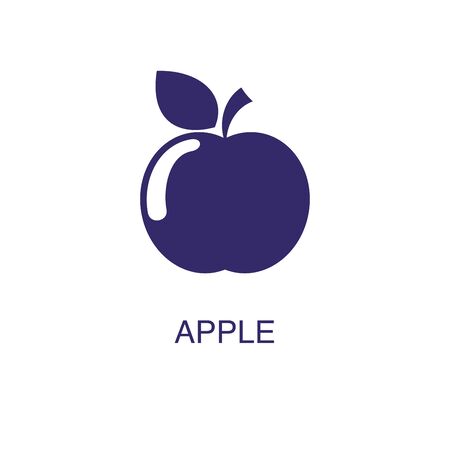 apple element in flat simple style on white background. apple icon, with text name concept templateのイラスト素材