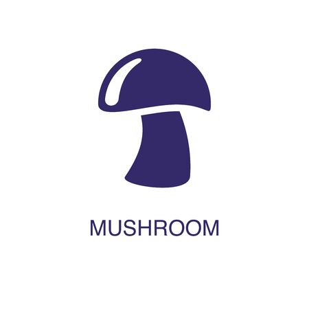 Mushroom element in flat simple style on white background. Mushroom icon, with text name concept templateのイラスト素材
