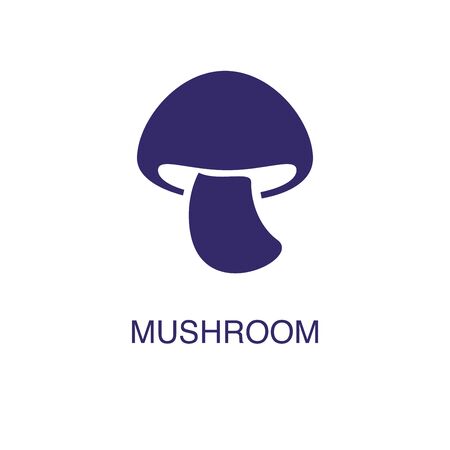 Mushroom element in flat simple style on white background. Mushroom icon, with text name concept templateのイラスト素材