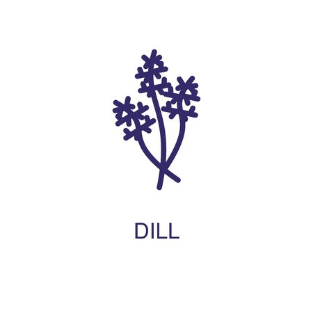 Dill element in flat simple style on white background. Dill icon, with text name concept templateのイラスト素材