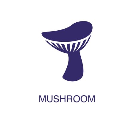 Mushroom element in flat simple style on white background. Mushroom icon, with text name concept templateのイラスト素材