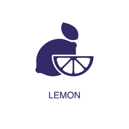 Lemon element in flat simple style on white background. Lemon icon, with text name concept templateのイラスト素材