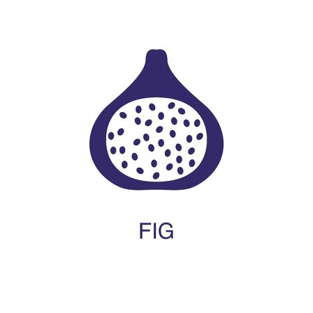 Fig element in flat simple style on white background. Fig icon, with text name concept templateのイラスト素材