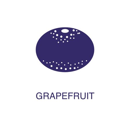 Grapefruit element in flat simple style on white background. Grapefruit icon, with text name concept templateのイラスト素材