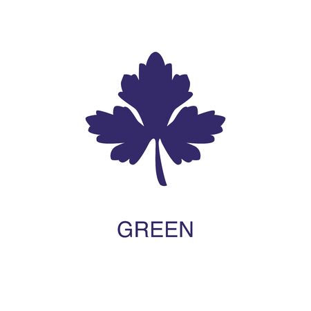 Green element in flat simple style on white background. Green icon, with text name concept templateのイラスト素材