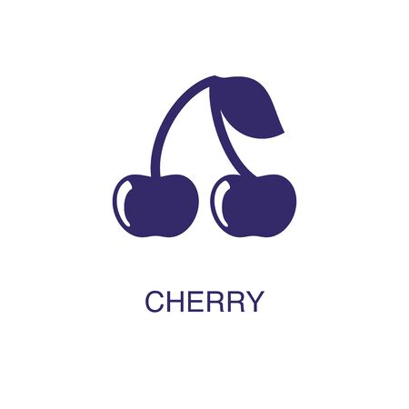 Cherry element in flat simple style on white background. Cherry icon, with text name concept templateのイラスト素材