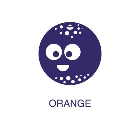 orange element in flat simple style on white background. orange icon, with text name concept templateのイラスト素材