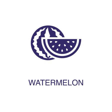 Watermelon element in flat simple style on white background. Watermelon icon, with text name concept templateのイラスト素材