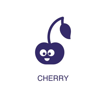 Cherry element in flat simple style on white background. Cherry icon, with text name concept templateのイラスト素材