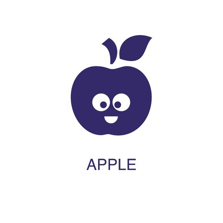 apple element in flat simple style on white background. apple icon, with text name concept templateのイラスト素材