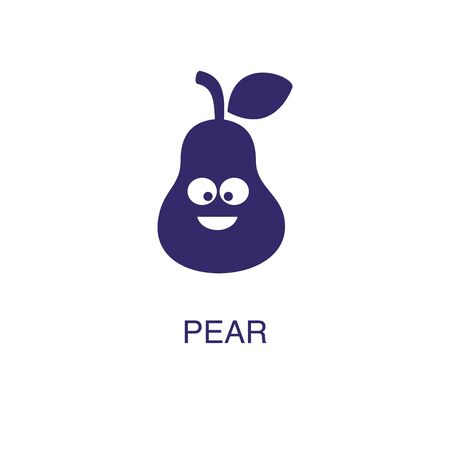 pear element in flat simple style on white background. pear icon, with text name concept templateのイラスト素材
