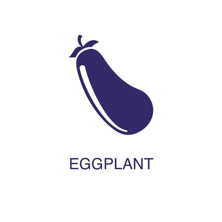Eggplant element in flat simple style on white background. Eggplant icon, with text name concept templateのイラスト素材