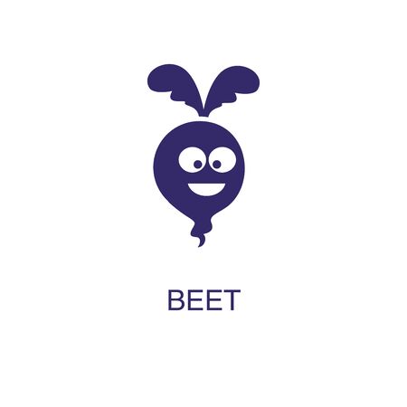 Beet element in flat simple style on white background. Beet icon, with text name concept templateのイラスト素材