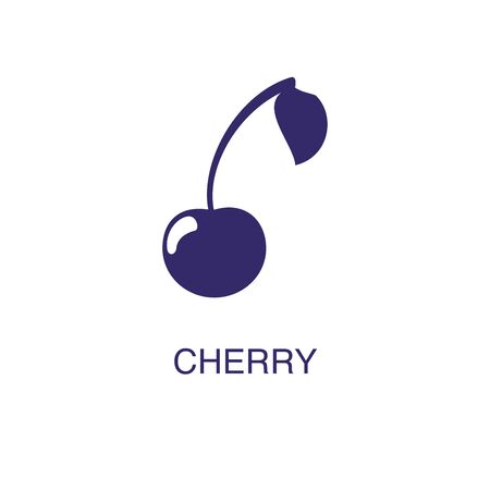 Cherry element in flat simple style on white background. Cherry icon, with text name concept templateのイラスト素材