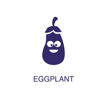 Eggplant element in flat simple style on white background. Eggplant icon, with text name concept templateのイラスト素材