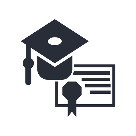 Graduation cap and diploma icon vector isolated on white background for your web and mobile app design, Graduation cap and diploma logo conceptのイラスト素材
