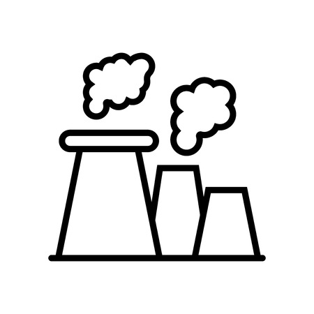 Nuclear plant icon vector isolated on white background, Nuclear plant transparent sign , line or linear sign, element design in outline styleのイラスト素材