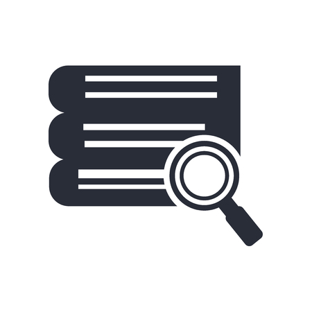 Stack of books and magnifier icon vector isolated on white background for your web and mobile app design, Stack of books and magnifier logo conceptのイラスト素材