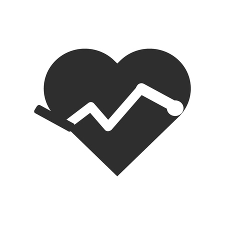 Electrocardiogram on heart shape icon vector isolated on white background for your web and mobile app design, Electrocardiogram on heart shape logo conceptのイラスト素材