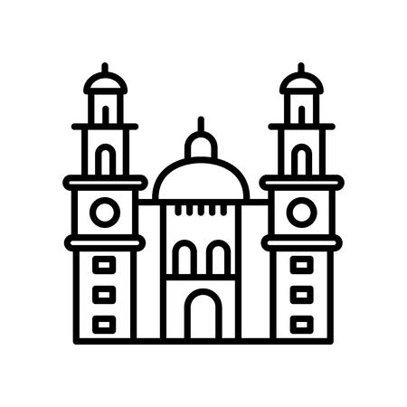 Morelia Cathedral in Mexico icon vector isolated on white background, Morelia Cathedral in Mexico transparent sign , line or linear sign, element design in outline styleのイラスト素材