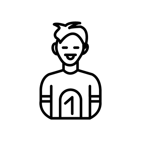 Football player icon vector isolated on white background, Football player transparent sign , line or linear sign, element design in outline styleのイラスト素材