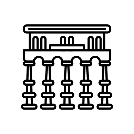 Segovia aqueduct icon vector isolated on white background, Segovia aqueduct transparent sign , line or linear sign, element design in outline styleのイラスト素材