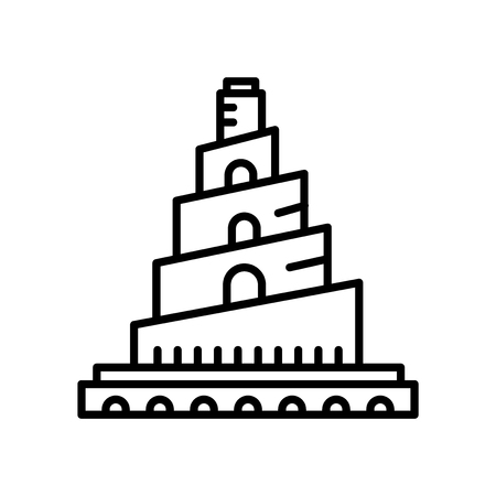 Great Mosque of Samarra icon vector isolated on white background, Great Mosque of Samarra transparent sign , line or linear sign, element design in outline styleのイラスト素材