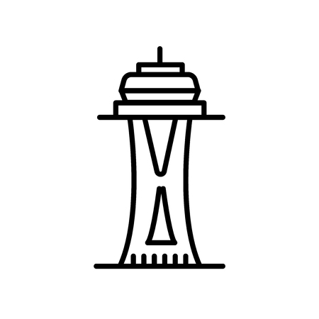 Space Needle icon vector isolated on white background, Space Needle transparent sign , line or linear sign, element design in outline styleのイラスト素材