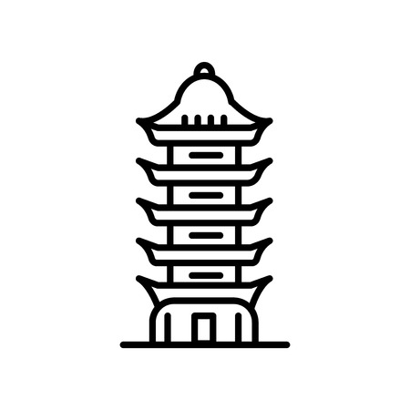 Porcelain Tower of Nanjing icon vector isolated on white background, Porcelain Tower of Nanjing transparent sign , line or linear sign, element design in outline styleのイラスト素材