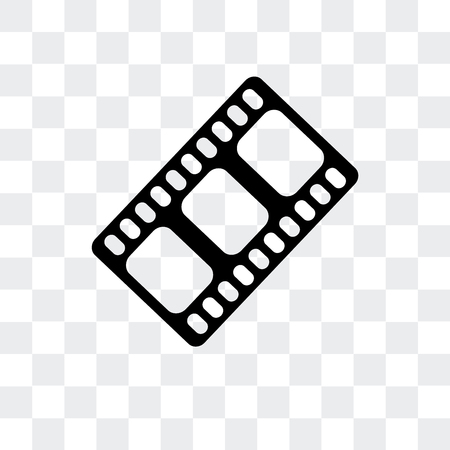 Film strip black vector icon isolated on transparent backgroundのイラスト素材